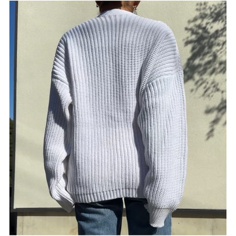 Natural Cotton Relaxed Knit Cardigan White
