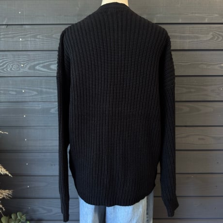 Natural Cotton Relaxed Knit Cardigan Black