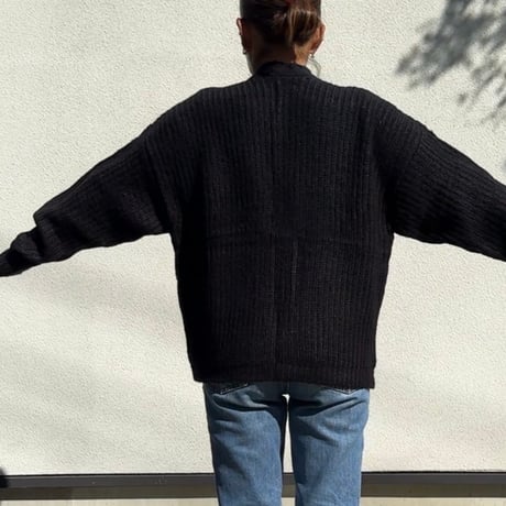Mohair Touch Relaxed Knit Cardigan  Black