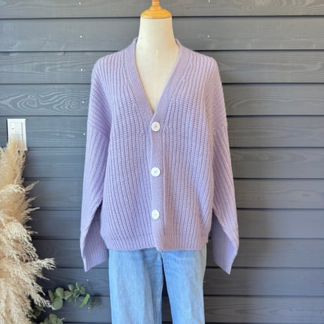 Mohair Touch Relaxed Knit Cardigan  Pale Violet