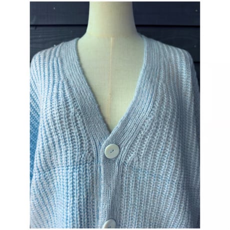 Mohair Touch Relaxed Knit Cardigan  Light Blue