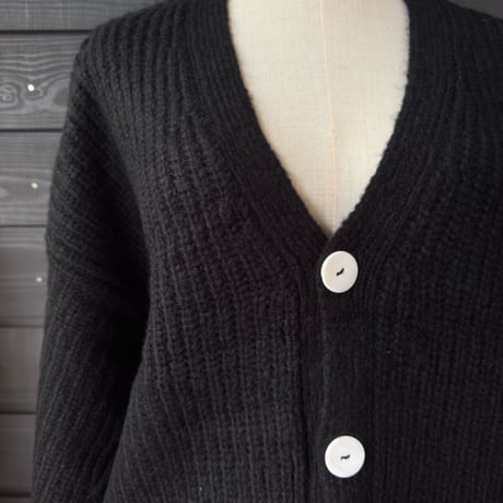 Mohair Touch Relaxed Knit Cardigan  Black
