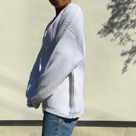 Natural Cotton Relaxed Knit Cardigan White