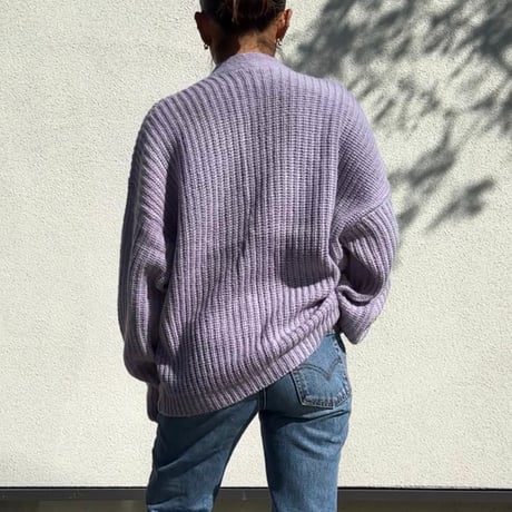 Mohair Touch Relaxed Knit Cardigan  Pale Violet