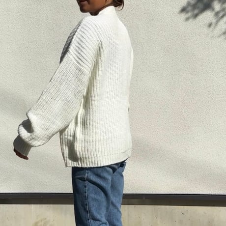 Mohair Touch Relaxed Knit Cardigan White