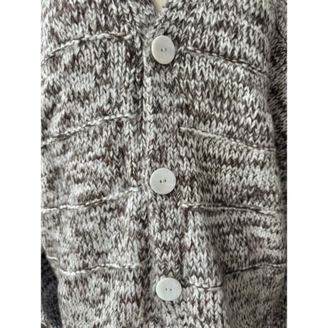 Two-Tone Mohair Touch Relaxed Knit Cardigan  Brown x Gray