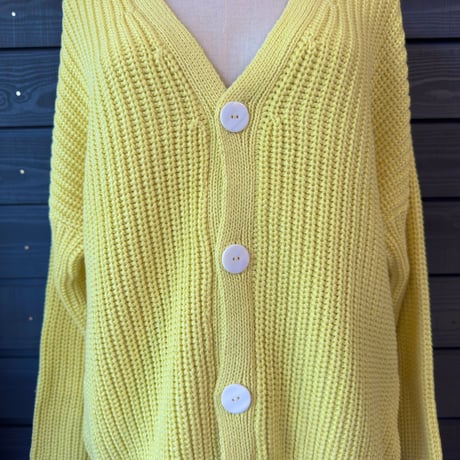 Natural Cotton Relaxed Knit Cardigan Lemon