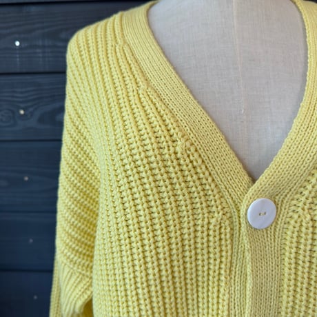 Natural Cotton Relaxed Knit Cardigan Lemon