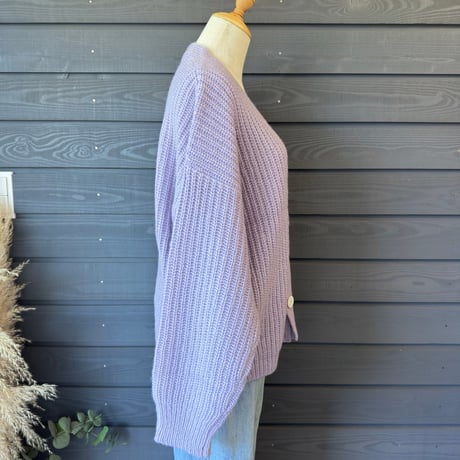 Mohair Touch Relaxed Knit Cardigan  Pale Violet
