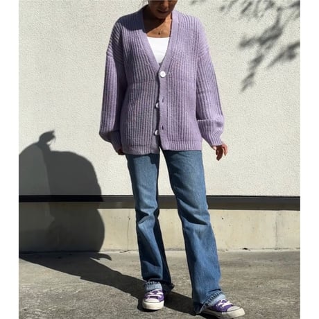 Mohair Touch Relaxed Knit Cardigan  Pale Violet