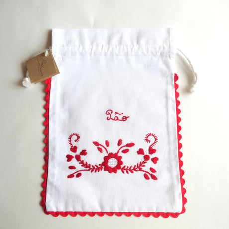 ヴィアナ・ド・カステロ刺繍のパン袋（椿／赤）