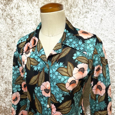 70’s Van Knicole レトロ 花柄 シャツ