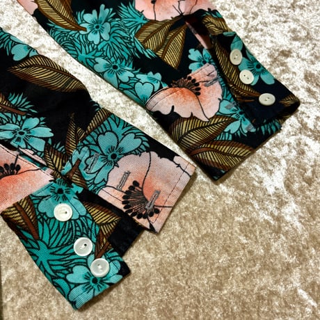 70’s Van Knicole レトロ 花柄 シャツ