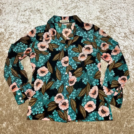 70’s Van Knicole レトロ 花柄 シャツ