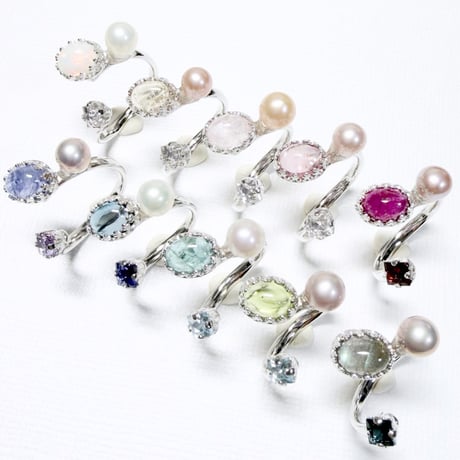 Candy gemstones/フォークリング 11号〜12号(✣シルバーカラー金具)