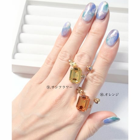 Square Candy/フォークリング 11号〜13号(✣ゴールドカラー金具)