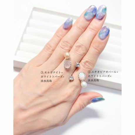 Candy gemstones/フォークリング 11号〜12号(✣シルバーカラー金具)