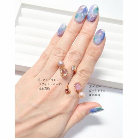 Candy gemstones/フォークリング 11号〜12号(✣ゴールドカラー金具)