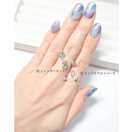 coffret gemstones/フォークリング 11号〜12号(✣シルバーカラー金具)