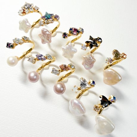 coffret baroque pearl/フォークリング 11号〜12号(✣ゴールドカラー金具)