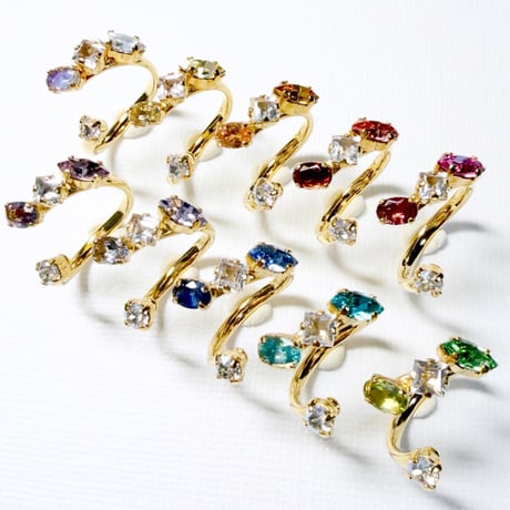 coffret gemstones/フォークリング 11号〜12号(✣ゴールドカラー金具)