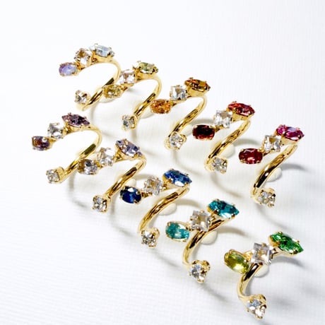 coffret gemstones/フォークリング 11号〜12号(✣ゴールドカラー金具)