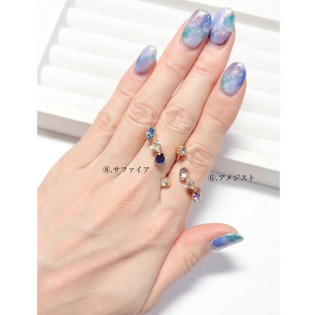 coffret gemstones/フォークリング 11号〜12号(✣ゴールドカラー金具)