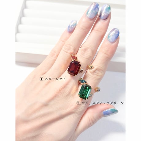 Square Candy/フォークリング 11号〜13号(✣ゴールドカラー金具)
