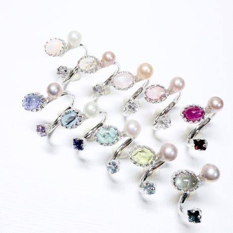 Candy gemstones/フォークリング 11号〜12号(✣シルバーカラー金具)