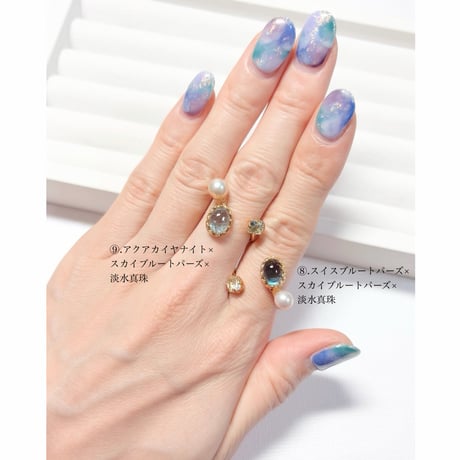 Candy gemstones/フォークリング 11号〜12号(✣ゴールドカラー金具)