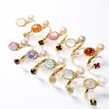 Candy gemstones/フォークリング 11号〜12号(✣ゴールドカラー金具)