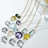 Three gemstones/14kgfネックレス