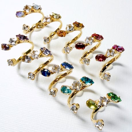 coffret gemstones/フォークリング 11号〜12号(✣ゴールドカラー金具)