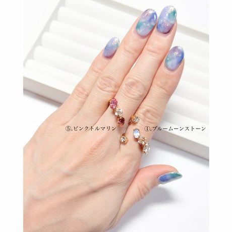 coffret gemstones/フォークリング 11号〜12号(✣ゴールドカラー金具)