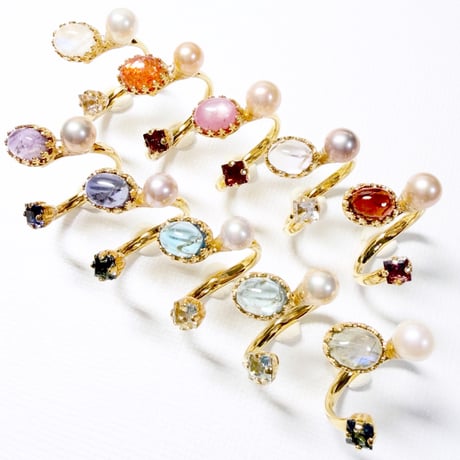 Candy gemstones/フォークリング 11号〜12号(✣ゴールドカラー金具)