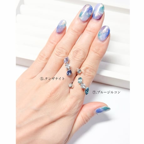 coffret gemstones/フォークリング 11号〜12号(✣シルバーカラー金具)
