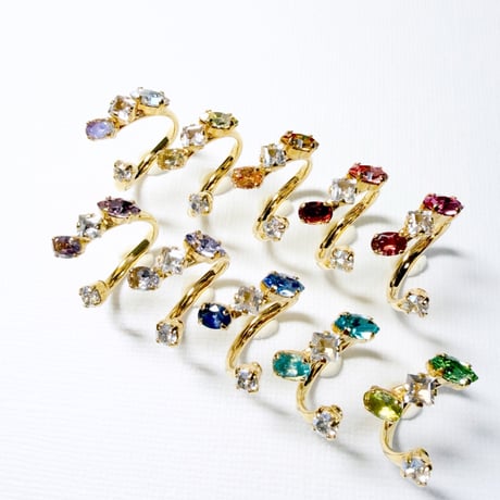 coffret gemstones/フォークリング 11号〜12号(✣ゴールドカラー金具)