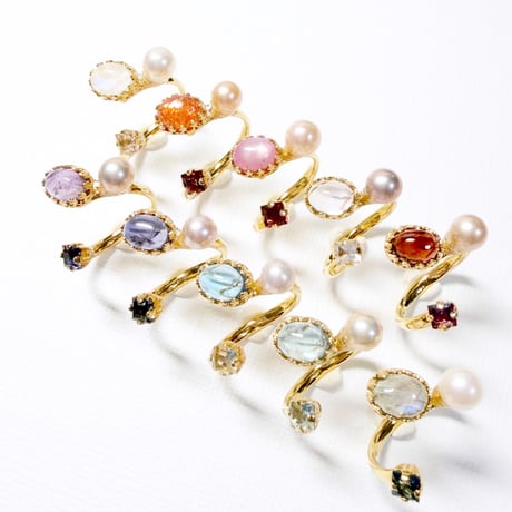 Candy gemstones/フォークリング 11号〜12号(✣ゴールドカラー金具)
