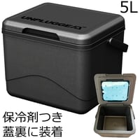 CHILL 5L クーラーボックス 小型 保冷剤付き 蓋裏に装着可能 ジェットブラック 黒  【保冷剤あり or なし お選び可能】【訳ありアウトレットあり】