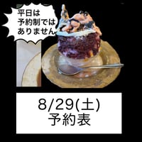 8/29(土)予約表‼️通年土日予約制の予定です