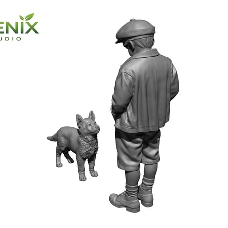 [SHIPPING AT SEP] 1:35 WWII 「チャイルド&パピー」ドイツの子供とジャーマン・シェパードの子犬