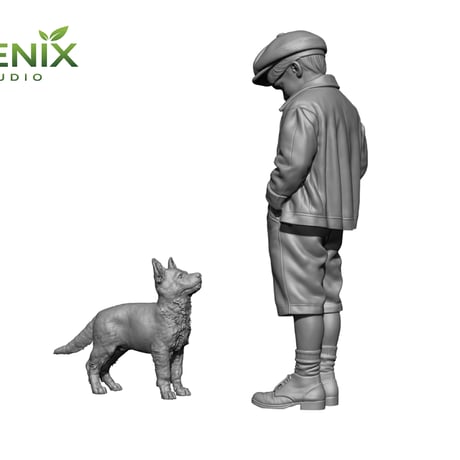 [SHIPPING AT SEP] 1:35 WWII 「チャイルド&パピー」ドイツの子供とジャーマン・シェパードの子犬