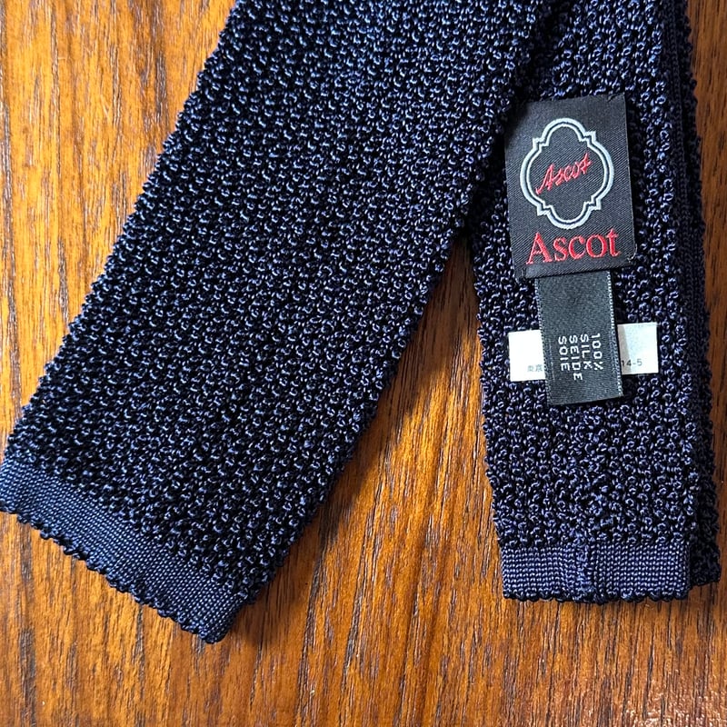 Bon Vieux別注　ASCOTニットタイ アスコット ラインニットタイ #ネイビーベース -Weller- | Bon Vieux