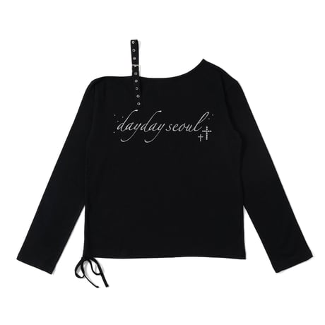 cross logo belt off shoulder tops