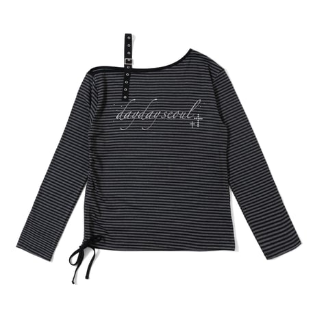 cross logo belt off shoulder tops