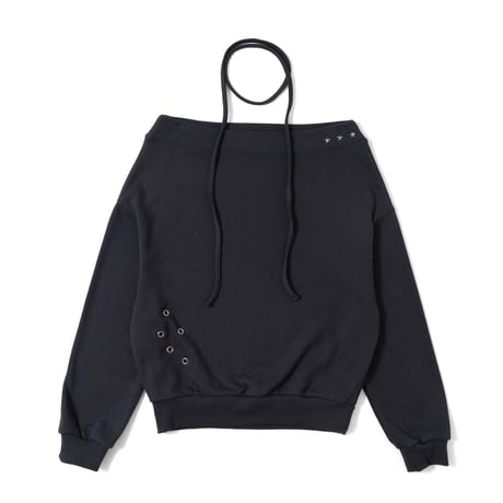 star studs logo off shoulder sweatshirt