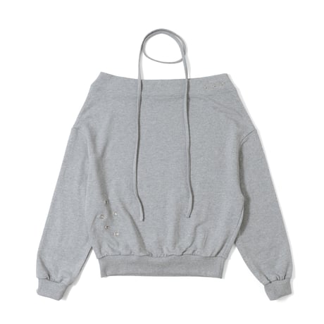 star studs logo off shoulder sweatshirt