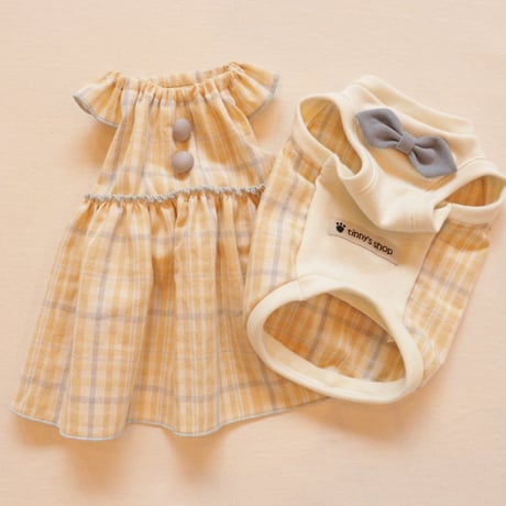 パステルコットンのドレス（Yellow）