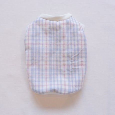 パステルコットンのシャツタンク（Blue）