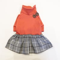 レッド×ダークグレーチェックのワンピース